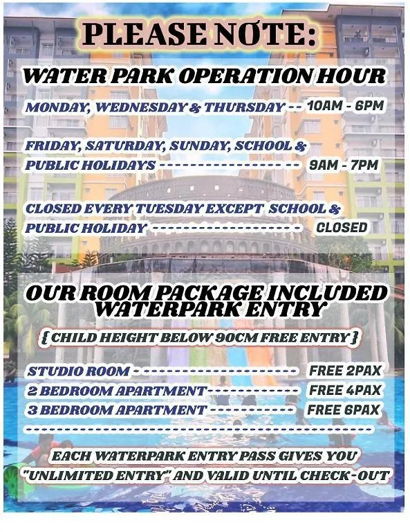 Apartman Palace Melaka Top 1 Waterpark Tickets With Unlimited Access By Ygm